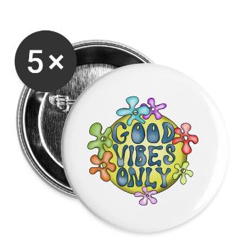 Hippie Amour Paix Design - Lot de 5 grands badges (56 mm) - blanc - Devant