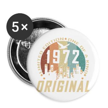 Vintage December 1972 52 Birthday Gift - Buttons large 2.2''/56 mm (5-pack) - white - Front