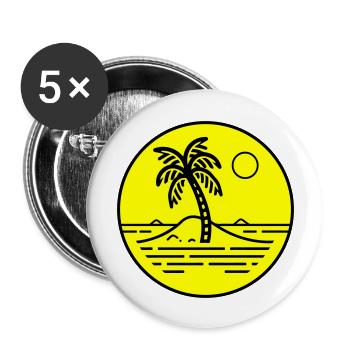 Palm Trees Island Symbol Beach - Buttons large 2.2''/56 mm (5-pack) - white - Front