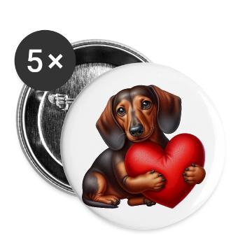 Art du teckel - Lot de 5 grands badges (56 mm) - blanc - Devant