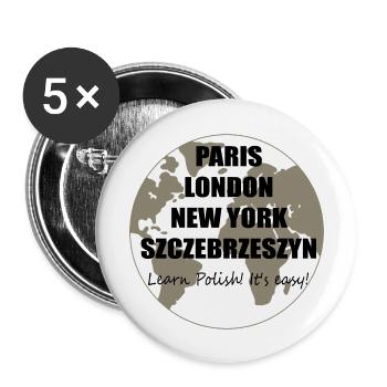 Polnisch ist einfach - Buttons groß 56 mm (5er Pack) - Weiß - Vorne
