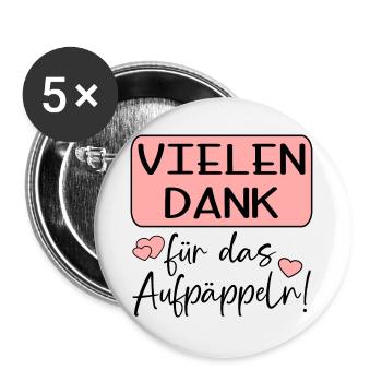 GUTE BESSERUNG - AUFPÄPPELN - Buttons groß 56 mm (5er Pack) - Weiß - Vorne