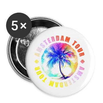 Visite d’Amsterdam colorée - Lot de 5 grands badges (56 mm) - blanc - Devant