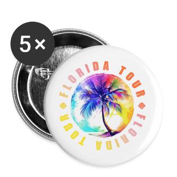Tour de Floride Coloré - Lot de 5 grands badges (56 mm) - blanc - Devant