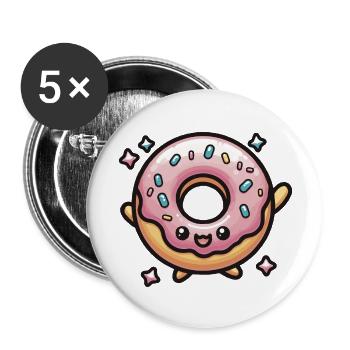 Beignet mignon Chibi Kawaii - Lot de 5 grands badges (56 mm) - blanc - Devant