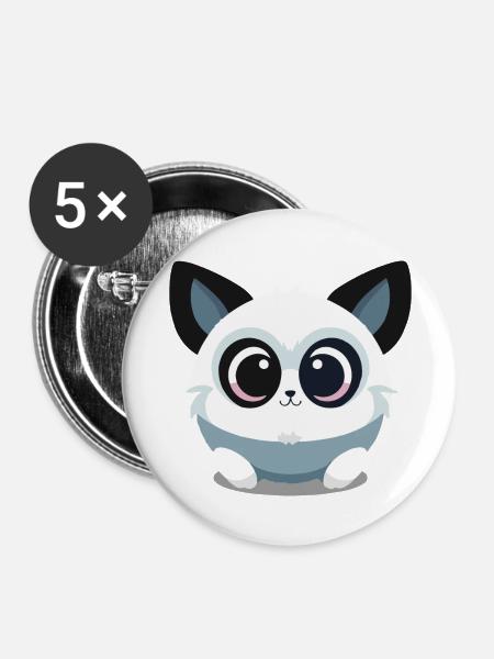 Niedliches Tier - Buttons groß 56 mm (5er Pack) - Weiß