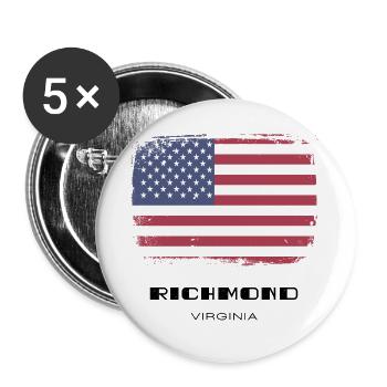 Richmond, Virginia, USA - Buttons groß 56 mm (5er Pack) - Weiß - Vorne