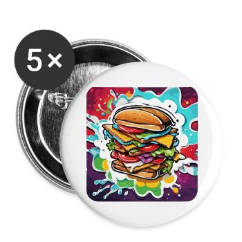 Sandwich / Sandwich / Food / Groceries - Buttons large 2.2''/56 mm (5-pack) - white - Front