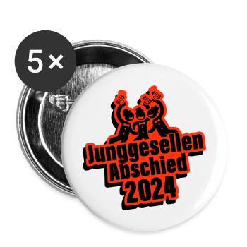 Junggesellenabschied 2024 - Buttons groß 56 mm (5er Pack) - Weiß - Vorne
