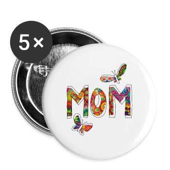 best mom ever muttertag mama w bunt - Buttons groß 56 mm (5er Pack) - Weiß - Vorne