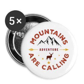 Les montagnes vous appellent - Aventure en plein air - Lot de 5 grands badges (56 mm) - blanc - Devant