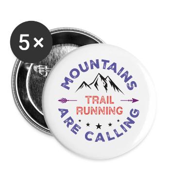Trail Running - Mountains Are Calling - Buttons large 2.2''/56 mm (5-pack) - white - Front
