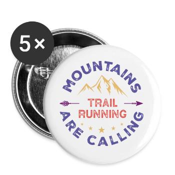Trail Running - Mountains Are Calling - Buttons large 2.2''/56 mm (5-pack) - white - Front