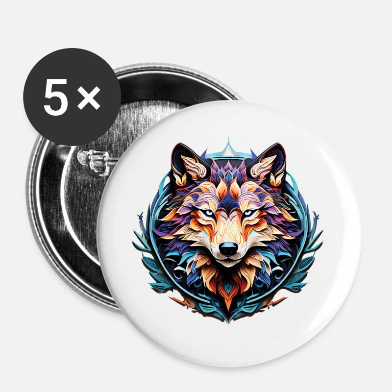 Wolf_02 - Buttons large 2.2''/56 mm (5-pack) - white