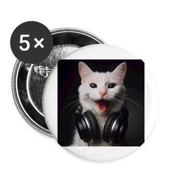 Musik Katze 4 - Buttons groß 56 mm (5er Pack) - Weiß - Vorne