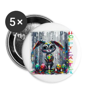 Osterhase auf der Arbeit - Buttons groß 56 mm (5er Pack) - Weiß - Vorne