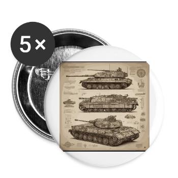 Blueprint / Sepia / Vintage / Retro / Robot - Buttons large 2.2''/56 mm (5-pack) - white - Front