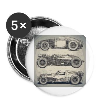 Blueprint / Sepia / Vintage / Retro / Robot - Buttons large 2.2''/56 mm (5-pack) - white - Front