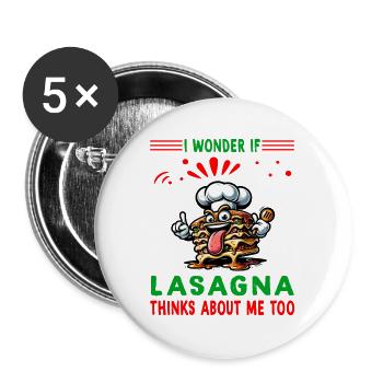 Je me demande si la lasagne pense à moi aussi - Lot de 5 grands badges (56 mm) - blanc - Devant