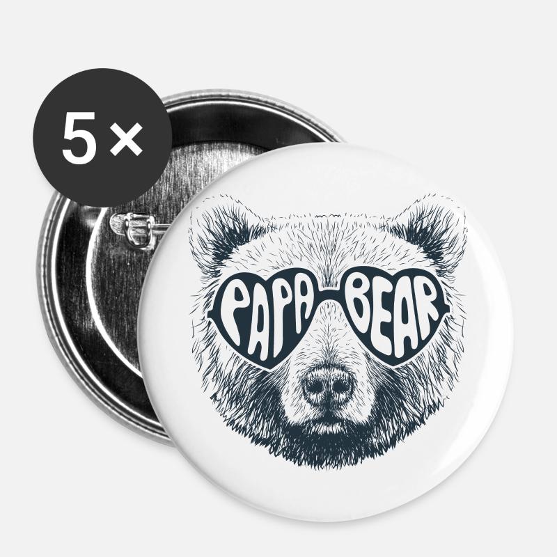 Bear dad - Buttons large 2.2''/56 mm (5-pack) - white