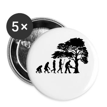 Lumberjack Tree Evolution Saw Sawdust - Buttons large 2.2''/56 mm (5-pack) - white - Front