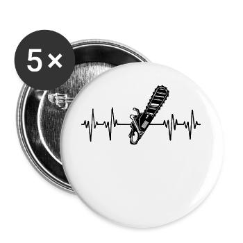 Holzfäller Säge Motorsäge Waldarbeit Holzarbeit - Buttons groß 56 mm (5er Pack) - Weiß - Vorne