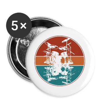 Drum set - Lot de 5 grands badges (56 mm) - blanc - Devant