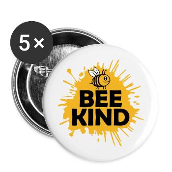 Sei freundlich Süß Honig Freundlichkeit Biene Liebe Inspirierend - Buttons groß 56 mm (5er Pack) - Weiß - Vorne
