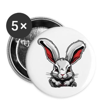Osterhase / Ostern / Eier / Feiertage / Osterfest - Buttons groß 56 mm (5er Pack) - Weiß - Vorne