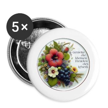 Genieße die kleinen Freuden des Lebens - Buttons groß 56 mm (5er Pack) - Weiß - Vorne