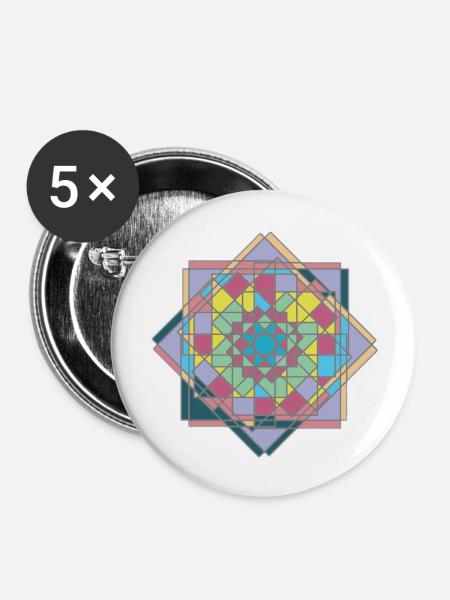 Geometrisches Motiv - Buttons groß 56 mm (5er Pack) - Weiß