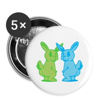 Hase Hase Retro Kaninchen Nagetier Nager 80er - Buttons groß 56 mm (5er Pack) - Weiß - Vorne