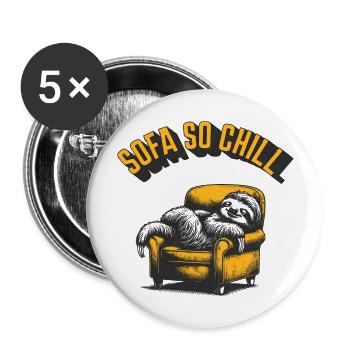 Sofa so Chill Faultier - Buttons groß 56 mm (5er Pack) - Weiß - Vorne