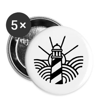 Der Schwarze Leuchtturm und der Ozean - Buttons groß 56 mm (5er Pack) - Weiß - Vorne