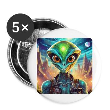 Firefly personnage drole extraterrestre 28830 - Lot de 5 grands badges (56 mm) - blanc - Devant