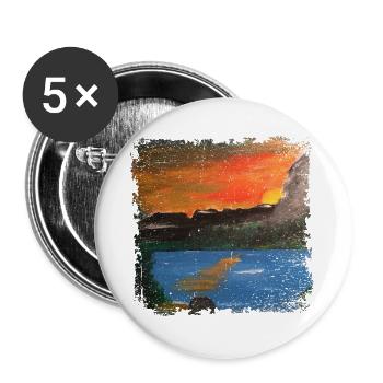 Evening voice. Reproduction of real painted picture - Buttons large 2.2''/56 mm (5-pack) - white - Front