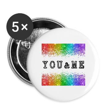 Toi et moi - Lot de 5 grands badges (56 mm) - blanc - Devant