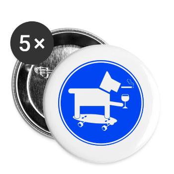 Skateboard-Hund - Buttons groß 56 mm (5er Pack) - Weiß - Vorne
