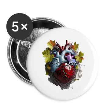 Weintrauben Herz - Buttons groß 56 mm (5er Pack) - Weiß - Vorne