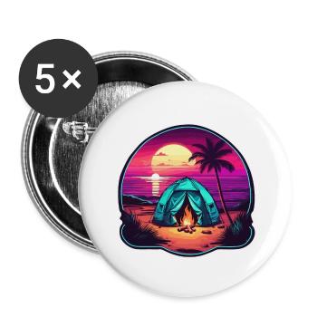Forêt / Sauvage / Tente / Sauvage / Arbres / Vie - Lot de 5 grands badges (56 mm) - blanc - Devant