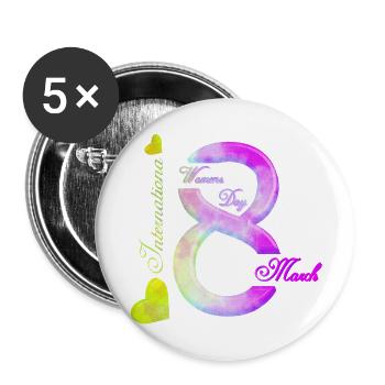Women's Power March 8 GirlPower Female Feminism - Buttons large 2.2''/56 mm (5-pack) - white - Front