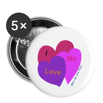 Liebe mich - Buttons groß 56 mm (5er Pack) - Weiß - Vorne