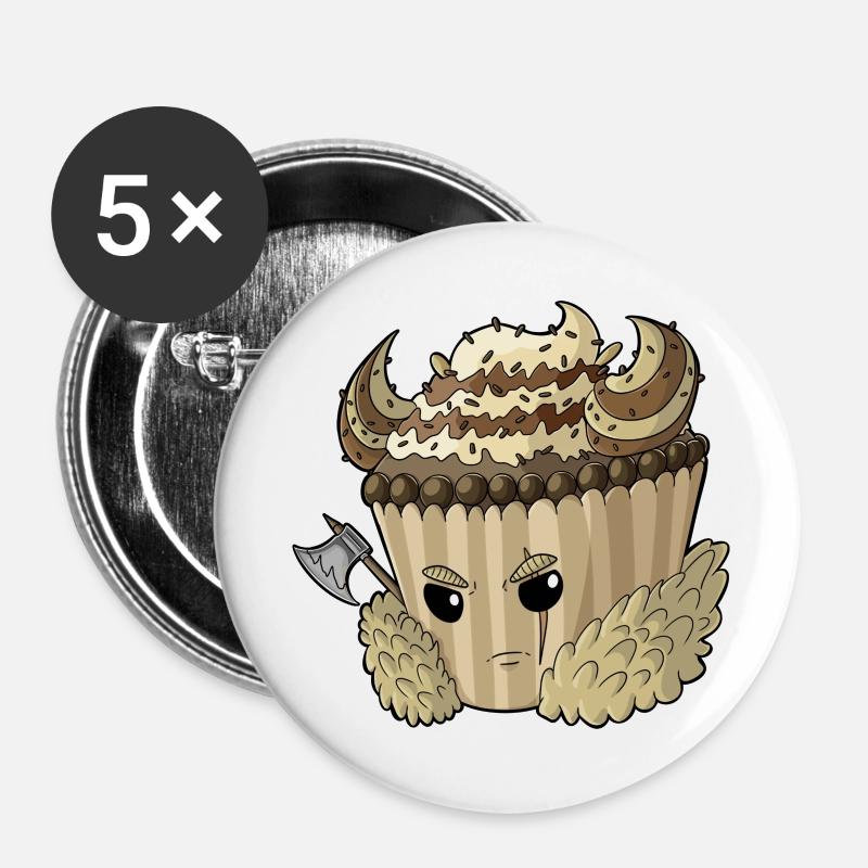 Viking Cupcake - Buttons groß 56 mm (5er Pack) - Weiß