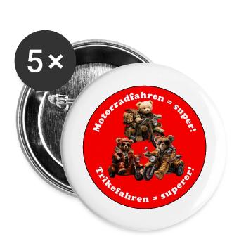 Cool Trike Riding Senior Ours en peluche - Lot de 5 grands badges (56 mm) - blanc - Devant