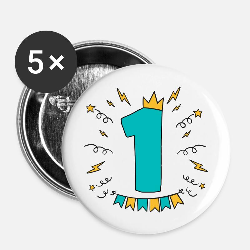 First Anniversary - Buttons large 2.2''/56 mm (5-pack) - white