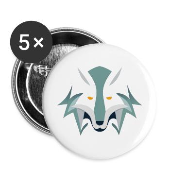 Wild Sketch: Wolf - Buttons large 2.2''/56 mm (5-pack) - white - Front