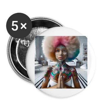 Afro Yoga - Buttons groß 56 mm (5er Pack) - Weiß - Vorne