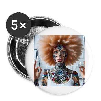 Afro Yoga 2 - Buttons groß 56 mm (5er Pack) - Weiß - Vorne