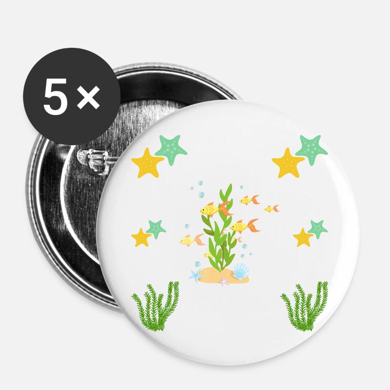 Under the sea - Buttons large 2.2''/56 mm (5-pack) - white