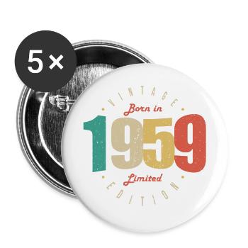 1959 Vintage Anniversaire Rétro Cadeau 1959 - Lot de 5 grands badges (56 mm) - blanc - Devant